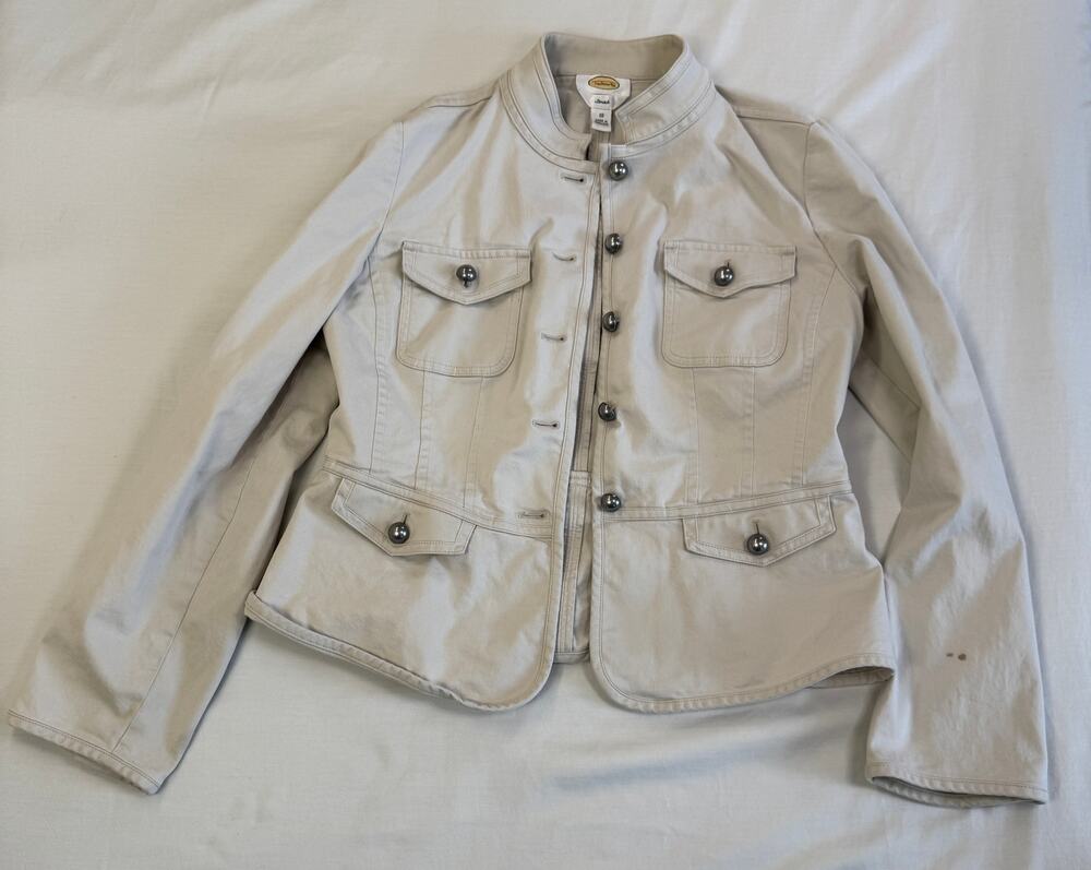Talbots Stretch Four-Pocket Jacket Women’s Size 10 Khaki